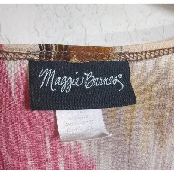 Maggie Barnes 2X Shirt Top Purple Red Gold Short Sleeve Tunic Lightweight - Picture 3 of 4